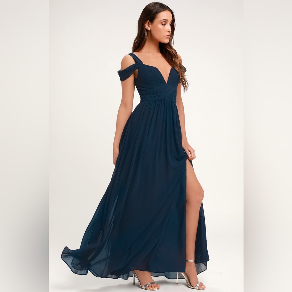 Lulus Ocean of Elegance Navy Blue Maxi Dress